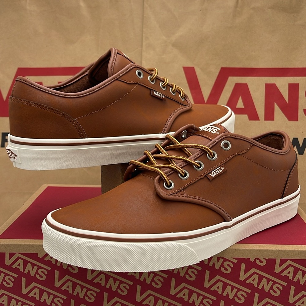 Vans WMNS Leather Sneakers with White Accents Atwood (Leather)Brown/Marshmallow - Picture 9 of 16